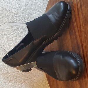 Easy Spirit E360 Womens Black leather Comfort Loafers Soreen Neutral Sz.8w